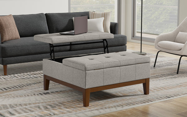 Simpli Home Lift Top Coffee Table Storage Ottoman In Linen