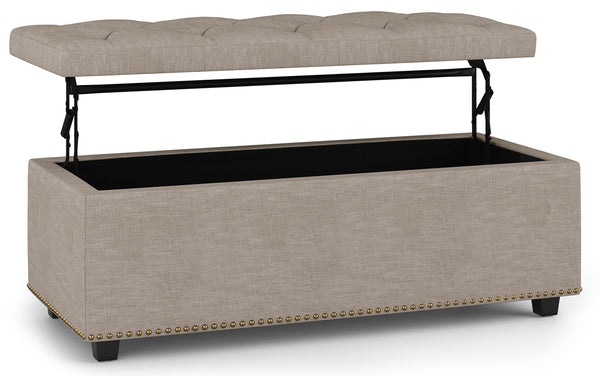 Simpli Home Lift Top Storage Ottoman In Linen Style Fabric