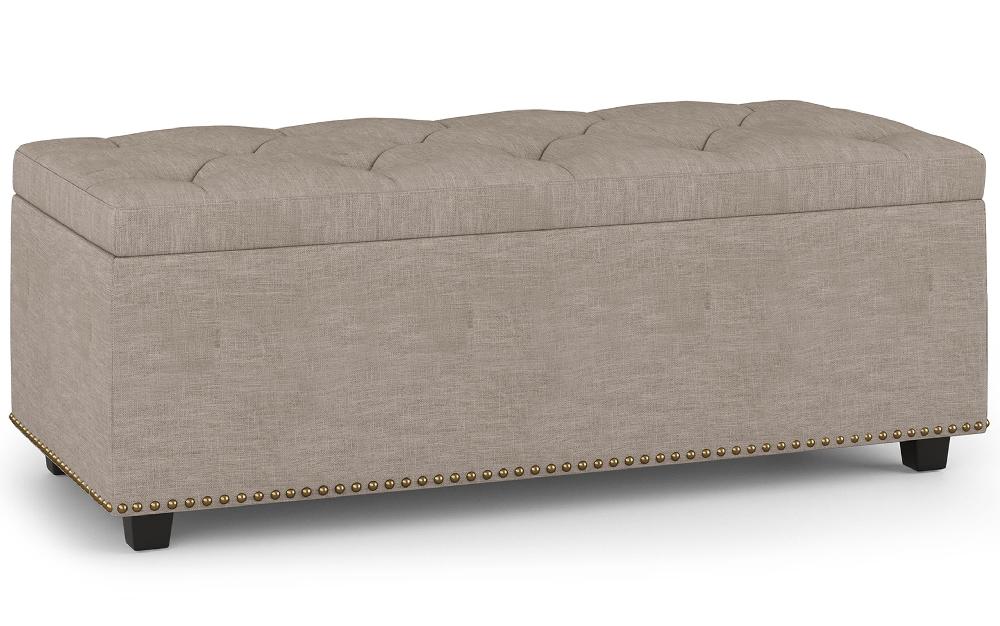simpli home Lift Top Storage Ottoman in Linen Style Fabric