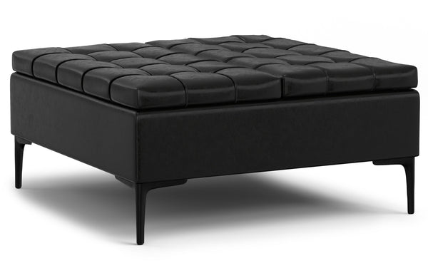 Simpli Home Lift Top Storage Ottoman In Vegan Leather
