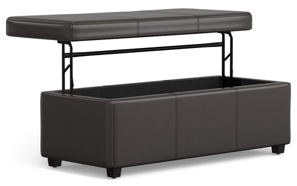 Simpli Home Lift Top Storage Ottoman In Vegan Leather