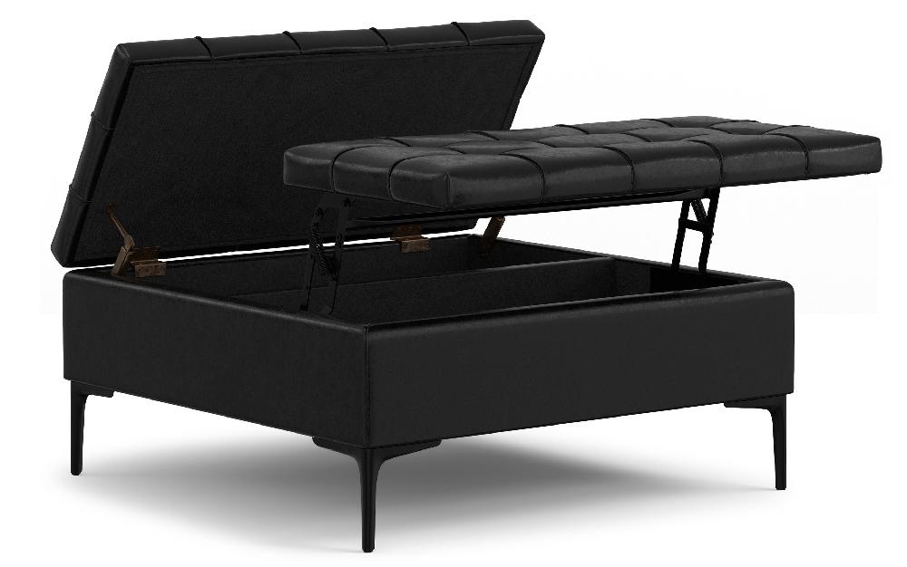 simpli home Lift Top Storage Ottoman in Vegan Leather