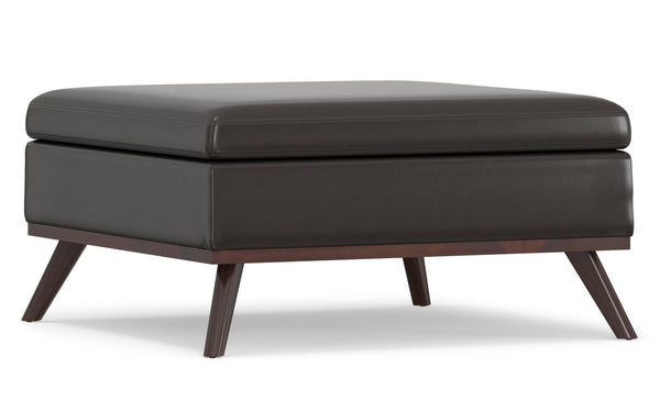 Simpli Home Medium Square Table Ottoman In Vegan Leather