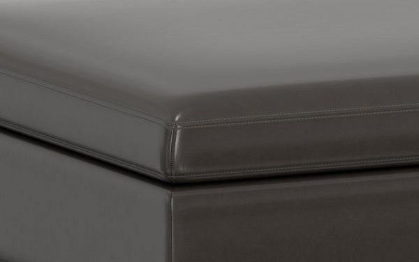 Simpli Home Medium Square Table Ottoman In Vegan Leather