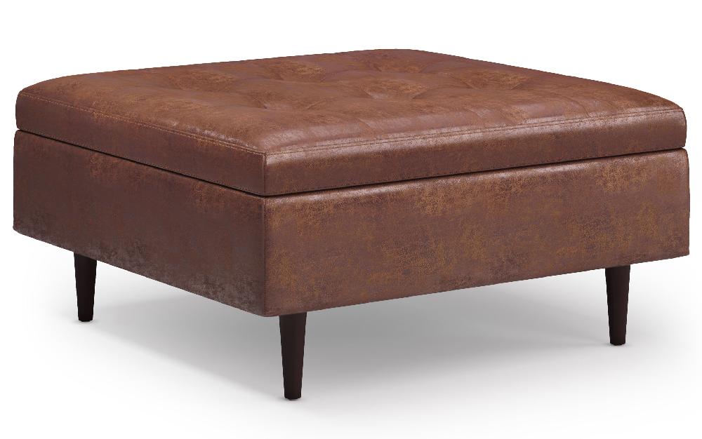 simpli home Mid Century Large Square Coffee Table Storage Ottoman