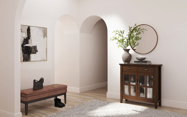 Simpli Home Ottoman Bench In Distressed Saddle Brown