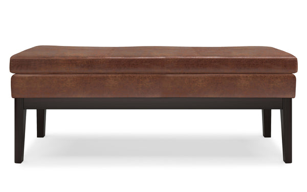 Simpli Home Ottoman Bench In Distressed Saddle Brown