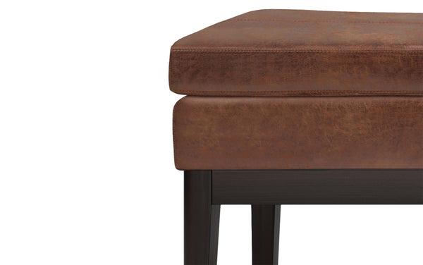 Simpli Home Ottoman Bench In Distressed Saddle Brown