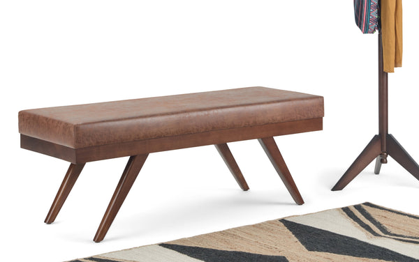 Simpli Home Ottoman Bench In Distressed Umber Brown