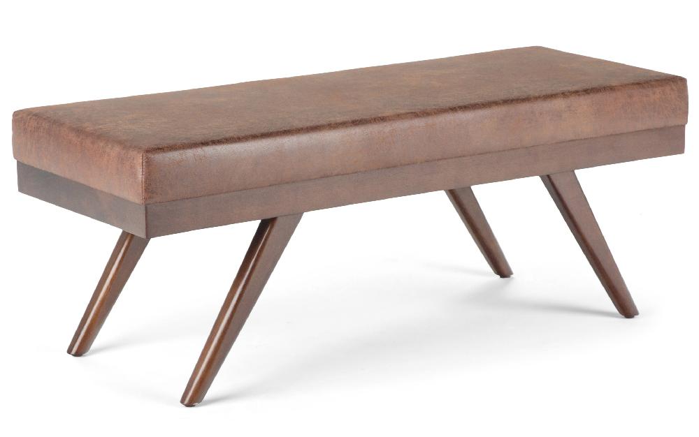 simpli home Ottoman Bench in Distressed Umber Brown