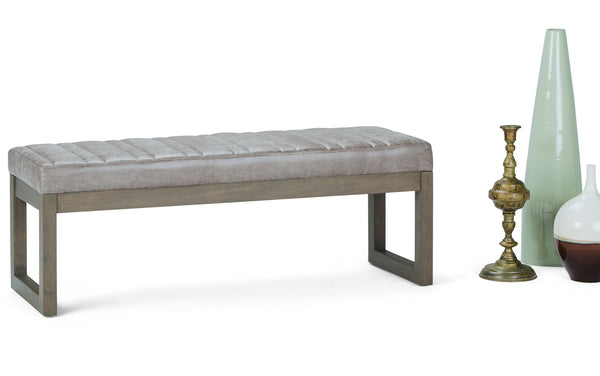 Simpli Home Ottoman Bench In Distressed Vegan Leather