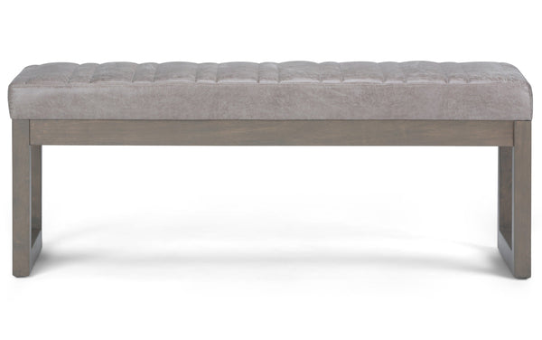 Simpli Home Ottoman Bench In Distressed Vegan Leather