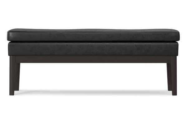 Simpli Home Ottoman Bench In Distressed Vegan Leather
