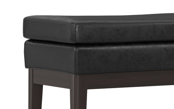 Simpli Home Ottoman Bench In Distressed Vegan Leather