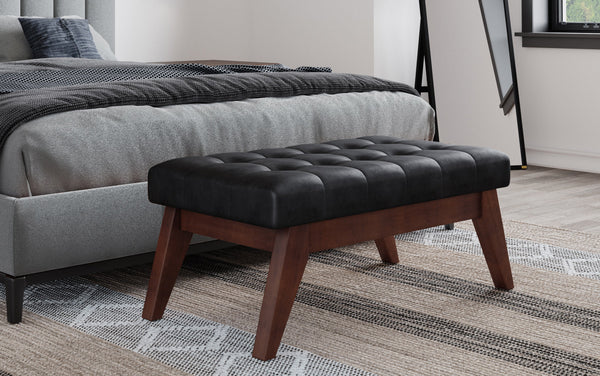 Simpli Home Ottoman Bench In Distressed Vegan Leather