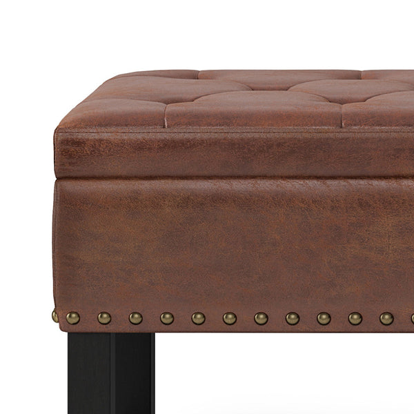 Simpli Home Ottoman Bench In Distressed Vegan Leather