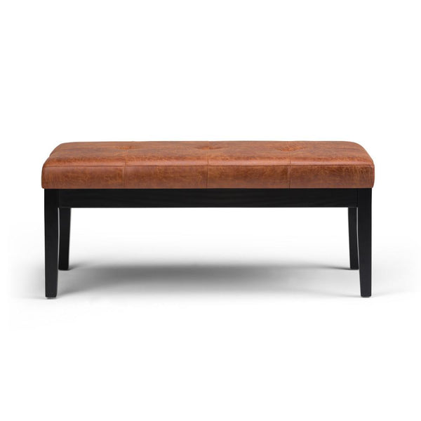 Simpli Home Ottoman Bench In Distressed Vegan Leather