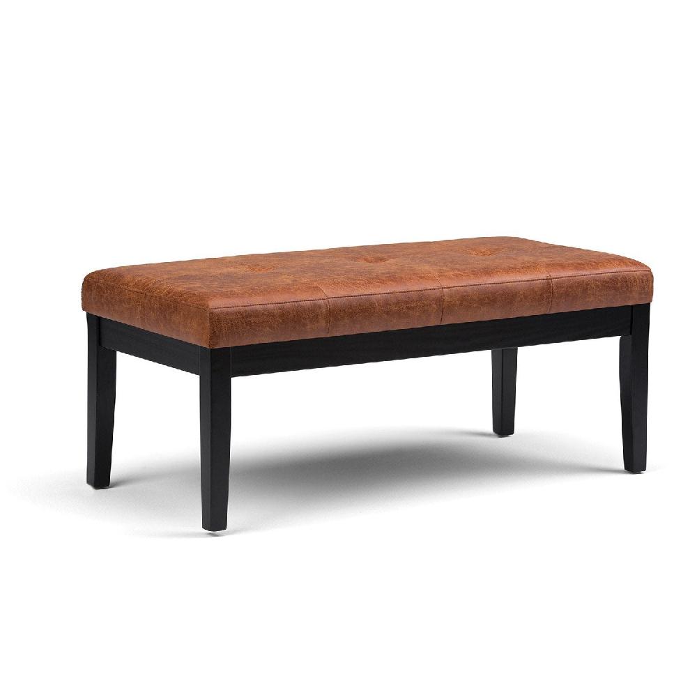 simpli home Ottoman Bench in Distressed Vegan Leather