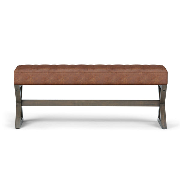 Simpli Home Ottoman Bench In Distressed Vegan Leather