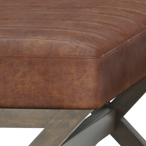Simpli Home Ottoman Bench In Distressed Vegan Leather