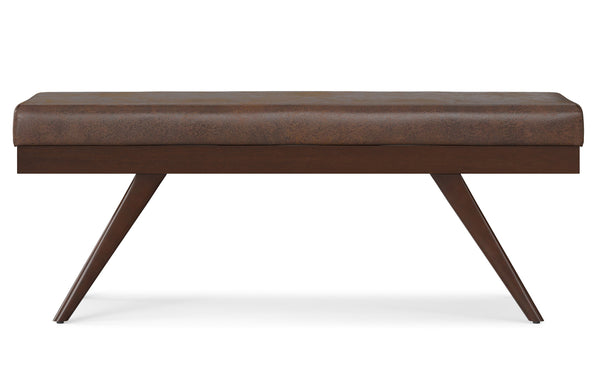 Simpli Home Ottoman Bench In Distressed Vegan Leather