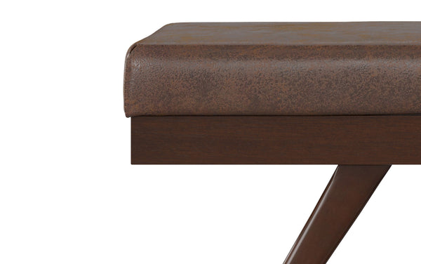 Simpli Home Ottoman Bench In Distressed Vegan Leather