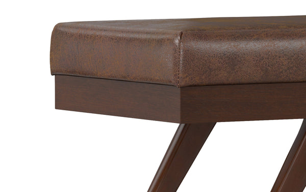 Simpli Home Ottoman Bench In Distressed Vegan Leather