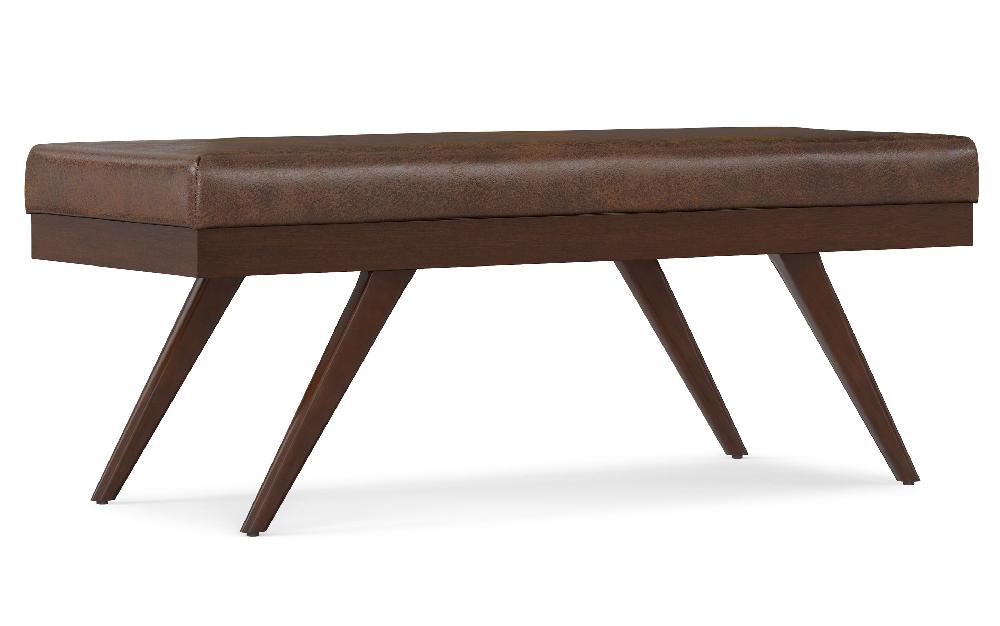 simpli home Ottoman Bench in Distressed Vegan Leather