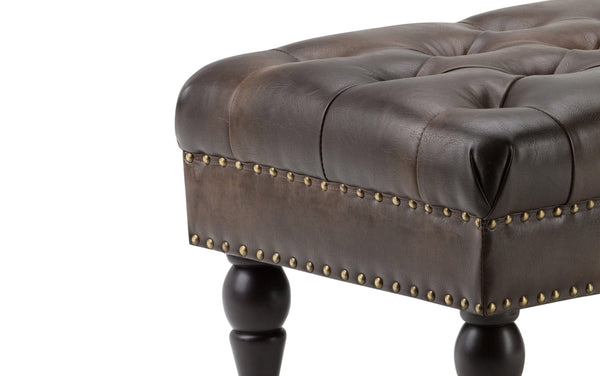 Simpli Home Ottoman Bench In Distressed Vegan Leather