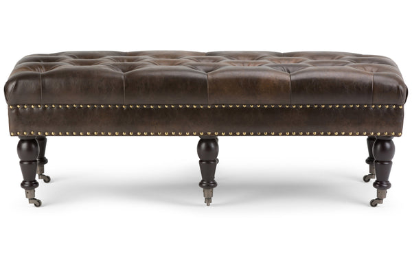Simpli Home Ottoman Bench In Distressed Vegan Leather