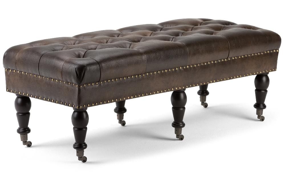 simpli home Ottoman Bench in Distressed Vegan Leather