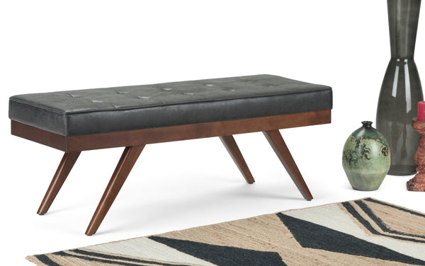 Simpli Home Ottoman Bench In Distressed Vegan Leather