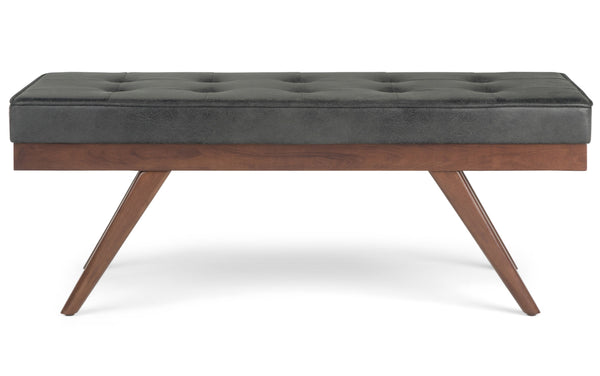 Simpli Home Ottoman Bench In Distressed Vegan Leather