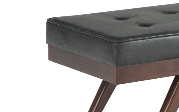Simpli Home Ottoman Bench In Distressed Vegan Leather