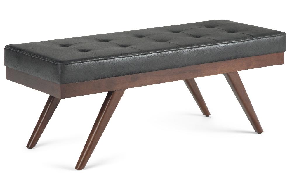 simpli home Ottoman Bench in Distressed Vegan Leather
