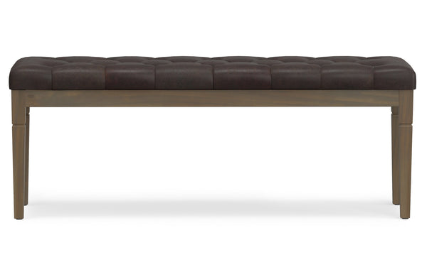 Simpli Home Ottoman Bench In Distressed Vegan Leather