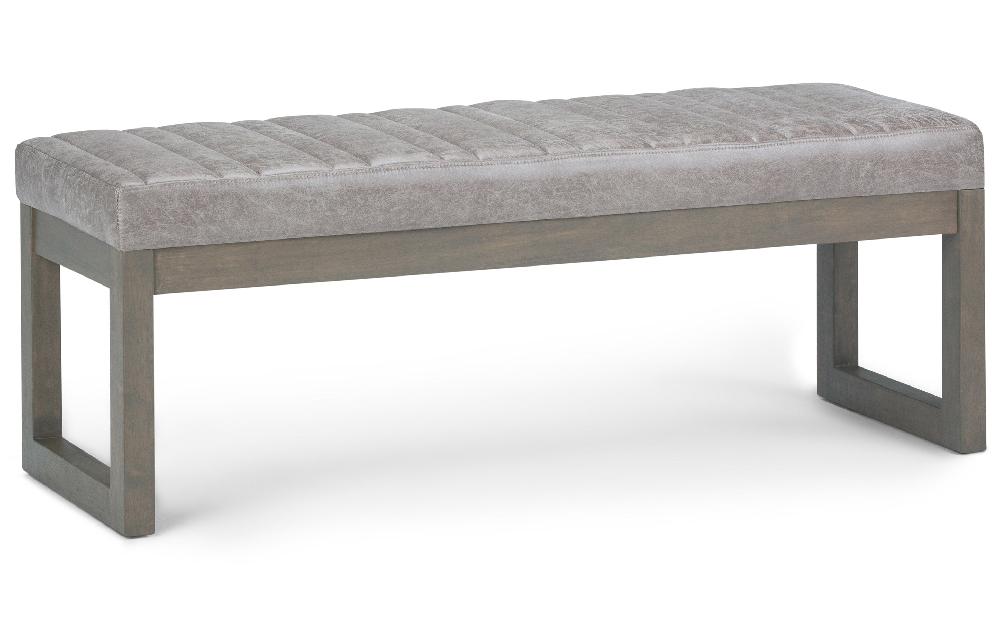 simpli home Ottoman Bench in Distressed Vegan Leather