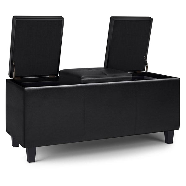 Simpli Home Ottoman With Lift Up Lids In Vegan Leather