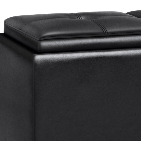 Simpli Home Ottoman With Lift Up Lids In Vegan Leather