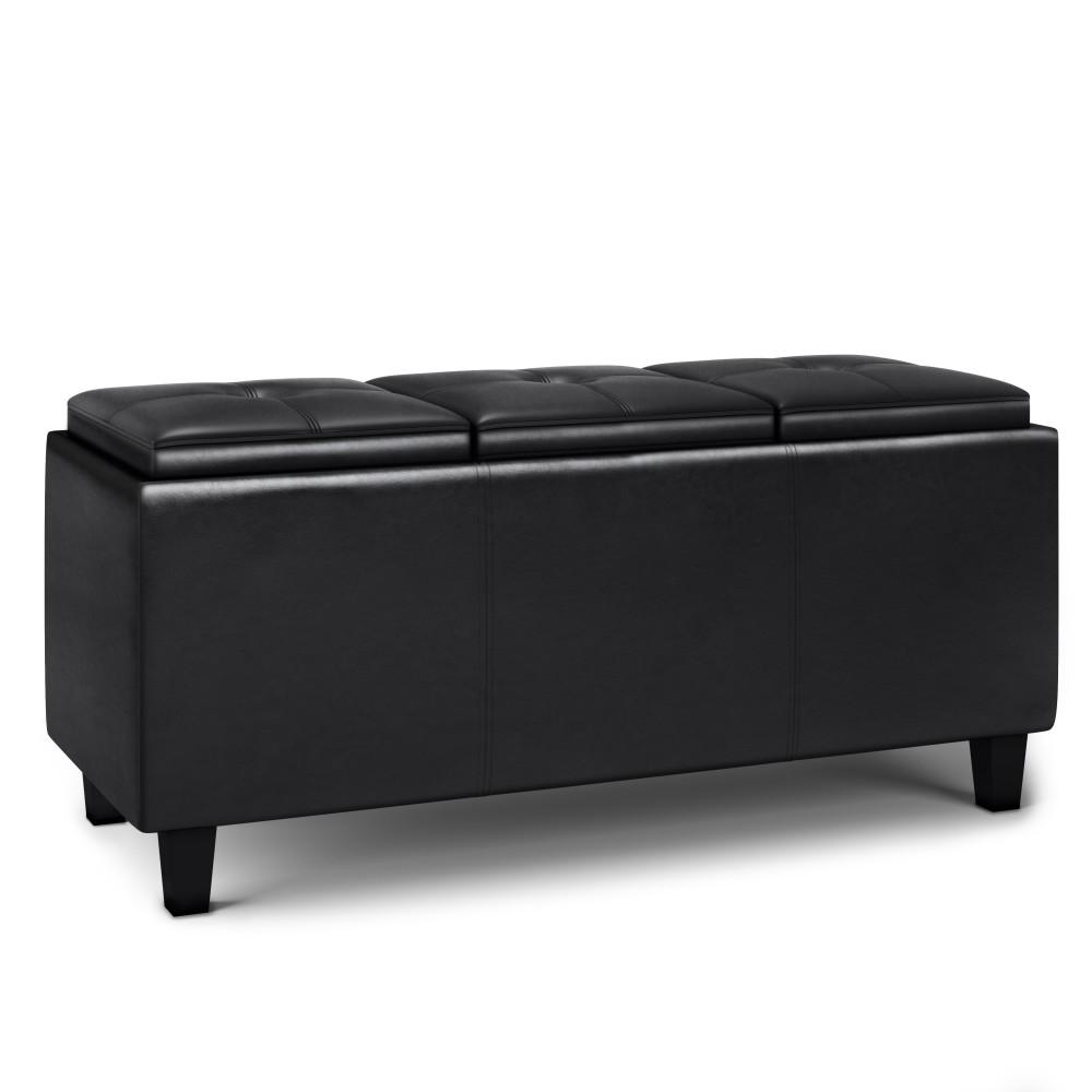 simpli home Ottoman with lift up lids in Vegan Leather