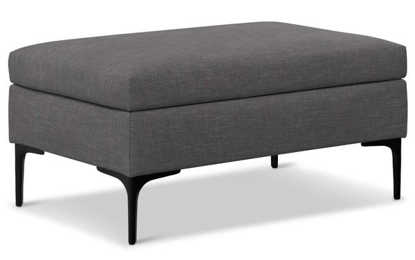 Simpli Home Rectangular Coffee Table Storage Ottoman With Lift Up Lid In Linen Style Fabric