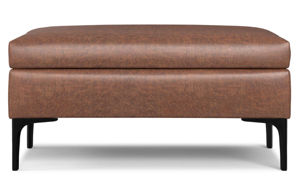 Simpli Home Rectangular Coffee Table Storage Ottoman With Lift Up In Distressed Vegan Leather