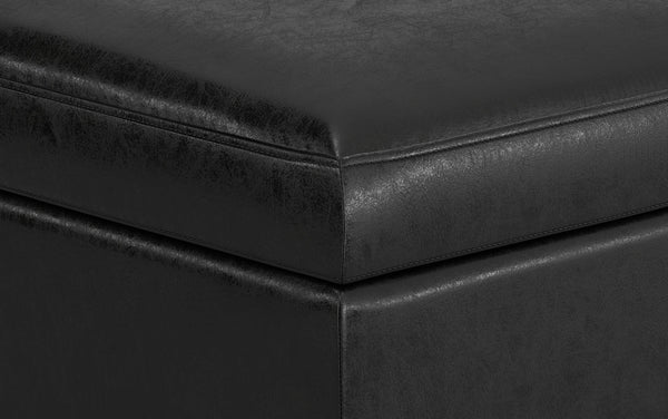 Simpli Home Rectangular Table Ottoman In Distressed Black