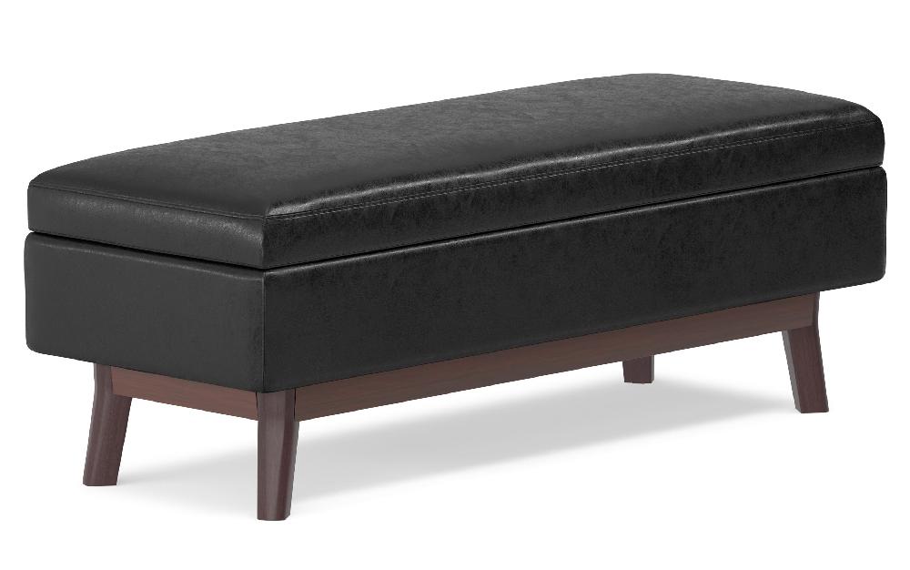 simpli home Rectangular Table Ottoman in Distressed Black