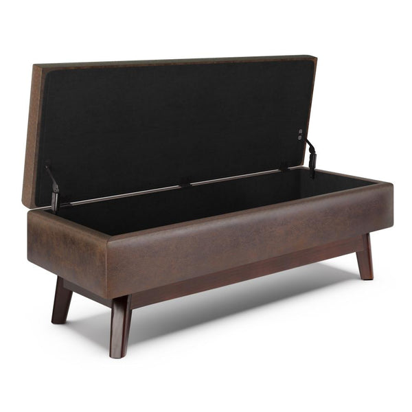 Simpli Home Rectangular Table Ottoman In Distressed Vegan Leather