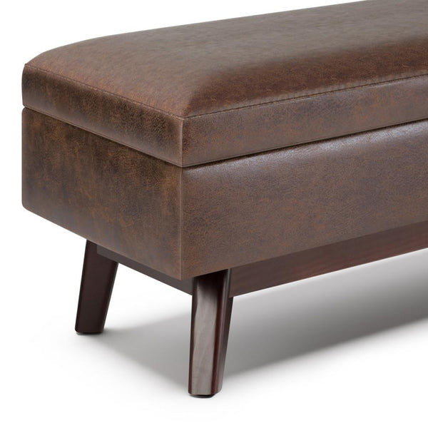 Simpli Home Rectangular Table Ottoman In Distressed Vegan Leather