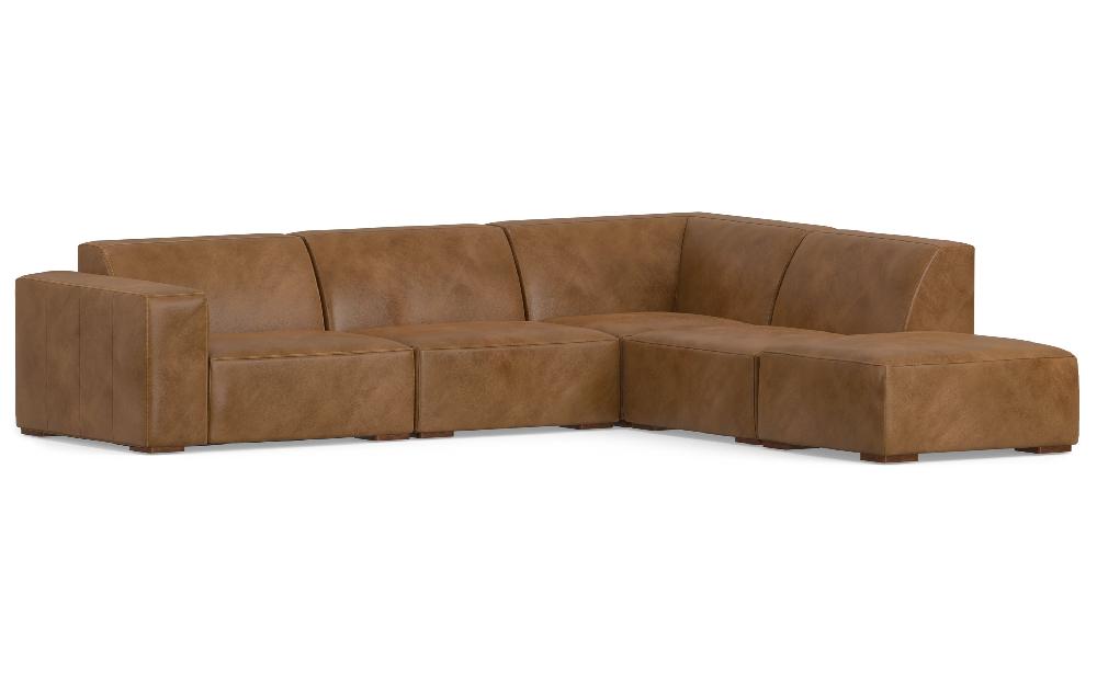 simpli home Right Sectional Sofa and Ottoman in Genuine Leather