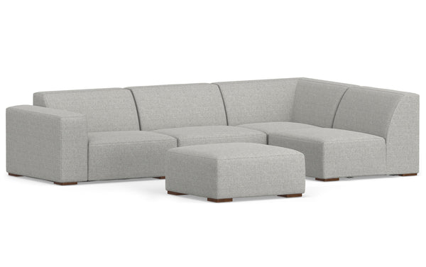 Simpli Home Right Sectional Sofa And Ottoman In Performance Fabric