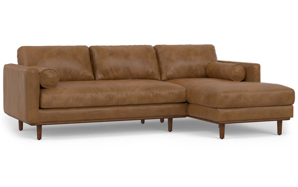 Simpli Home Right Sectional Sofa In Genuine Leather