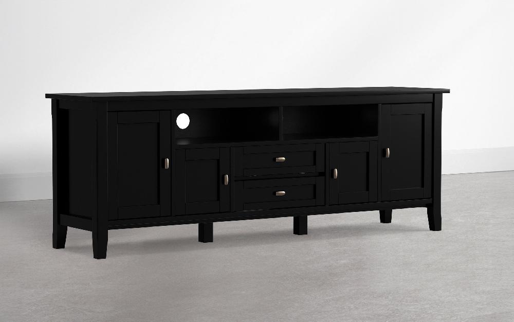 simpli home Shaker 72 inch TV Media Stand in Deep Black